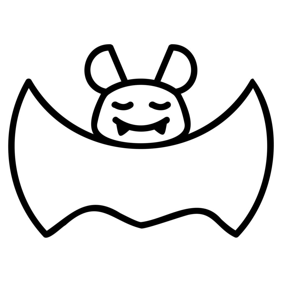A black and white drawing of a bat with a smile vector