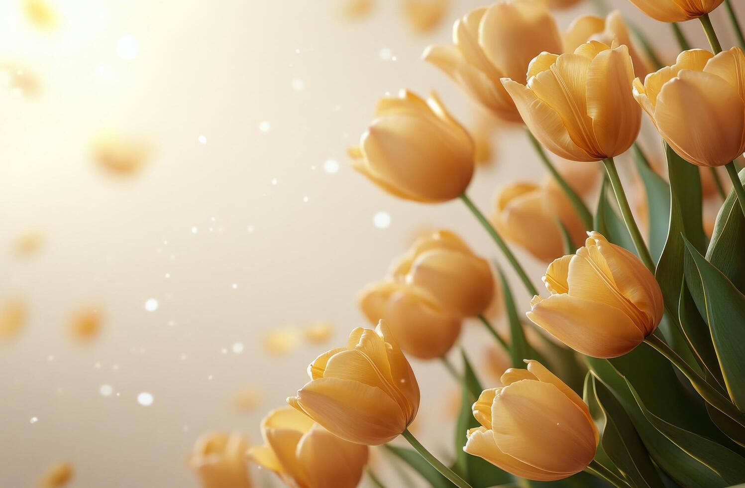 Bright yellow tulips arranged elegantly on a soft background creating a cheerful spring ambiance photo