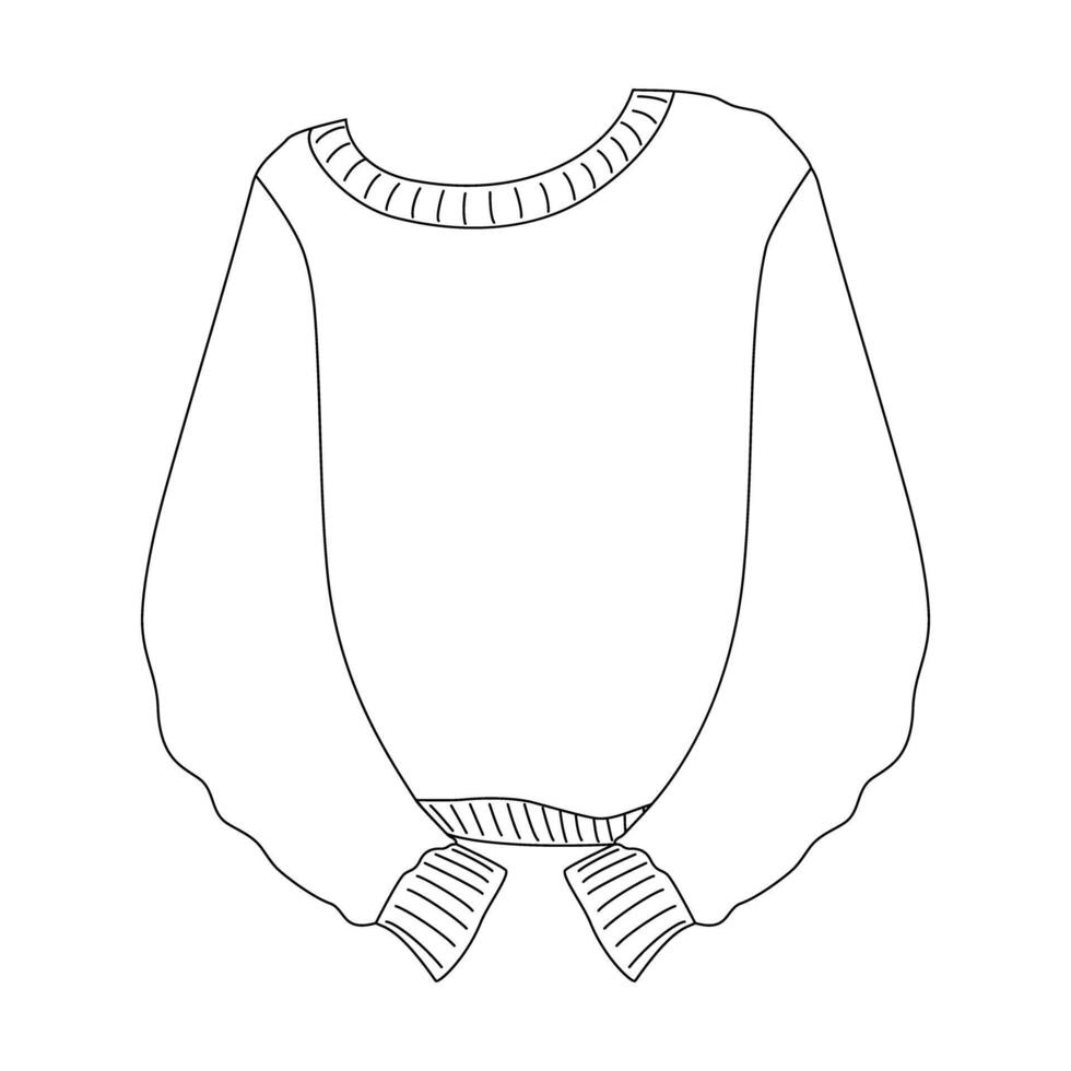 Outline stretched sweater with long dropped sleeve. Ugly Sweater Day Isolated design element concept. illustration Cards, poster, leaflets, banner, brochure, greeting, price, label or web promo vector