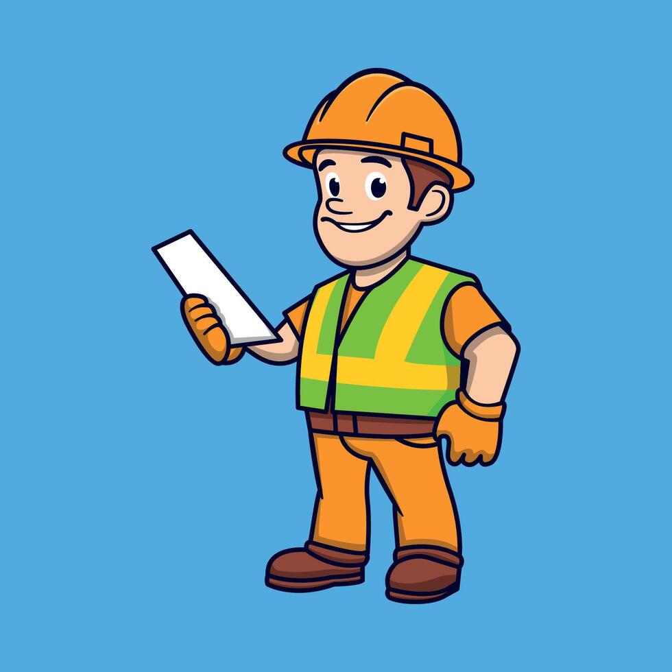 Construction Worker Character in Safety Uniform vector