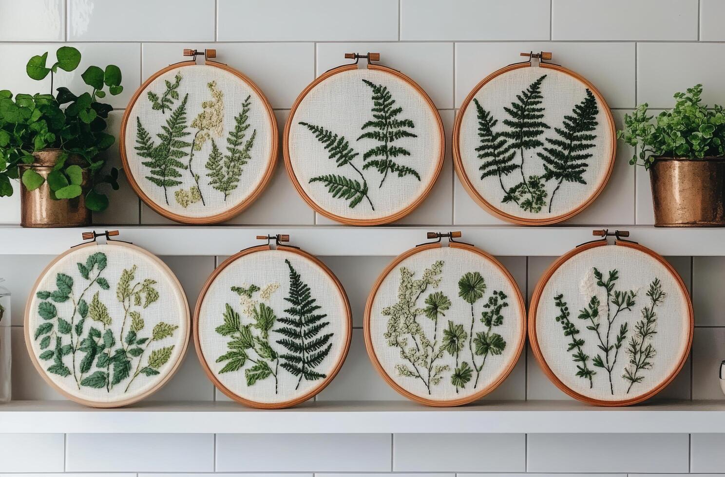Rustic kitchen shelves filled with jars, herbs, and ceramic dishes in a cozy home setting photo