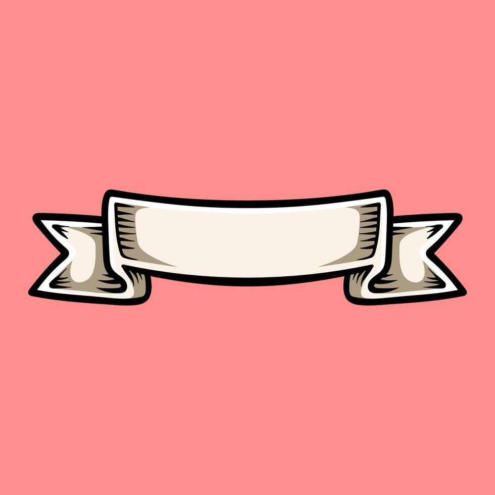 Vintage classic art line style of the ribbon banner vector
