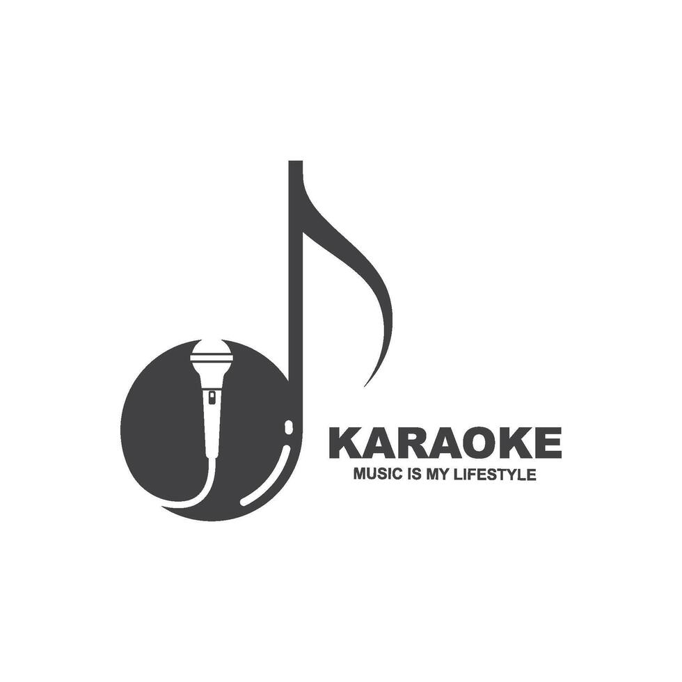 microphone icon logo of karaoke, note music concept illustration design vector