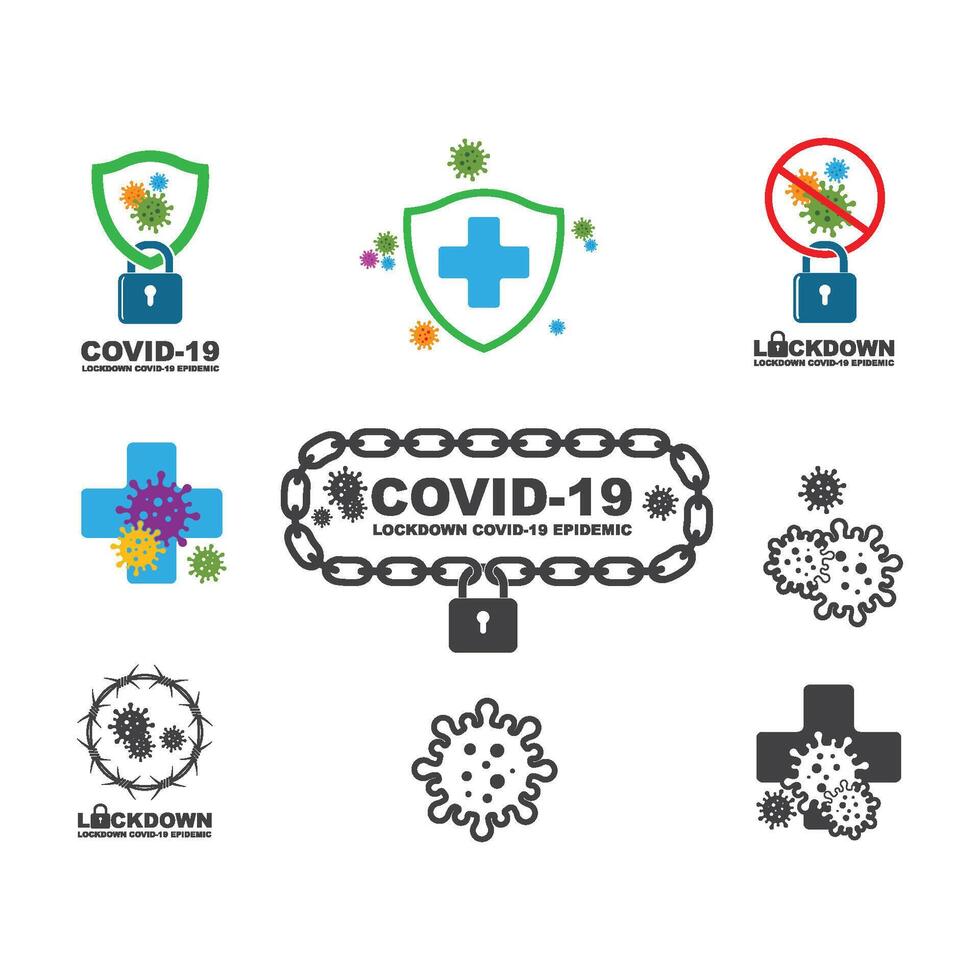 covid-19 corona virus lockdown icon illustration vector