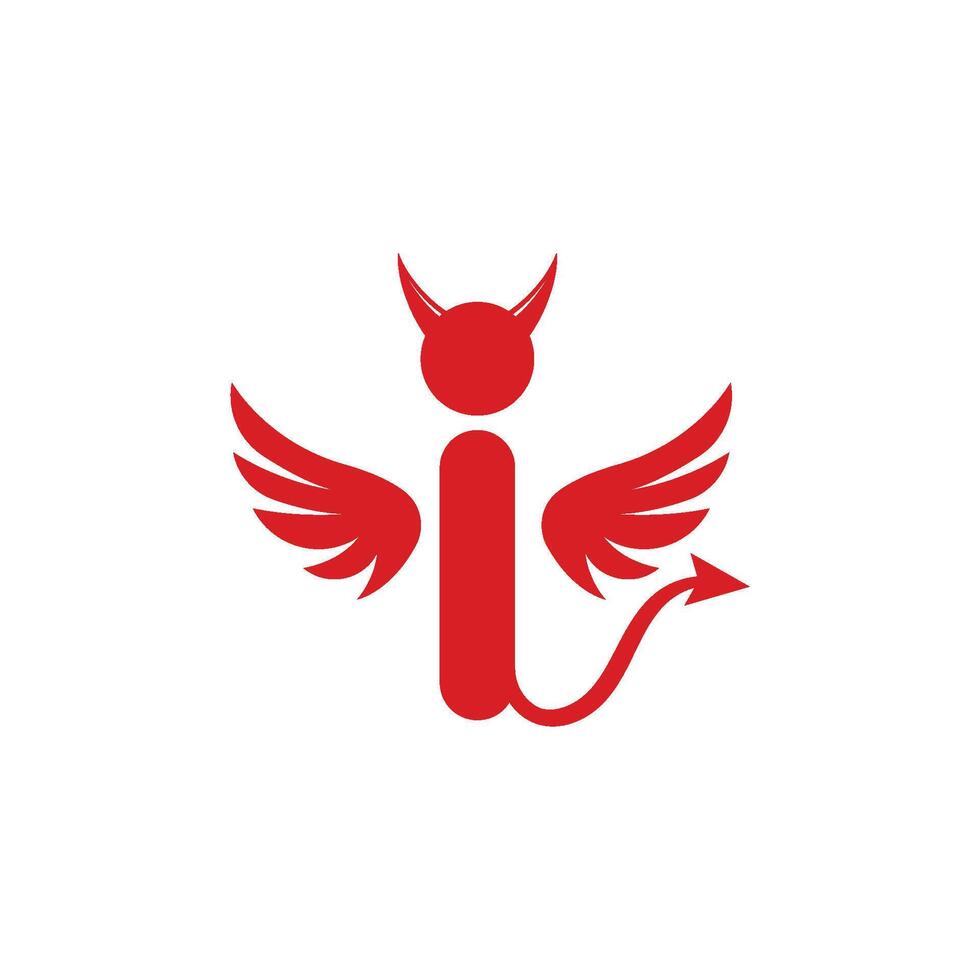 icon logo i letter devil concept illustration vector