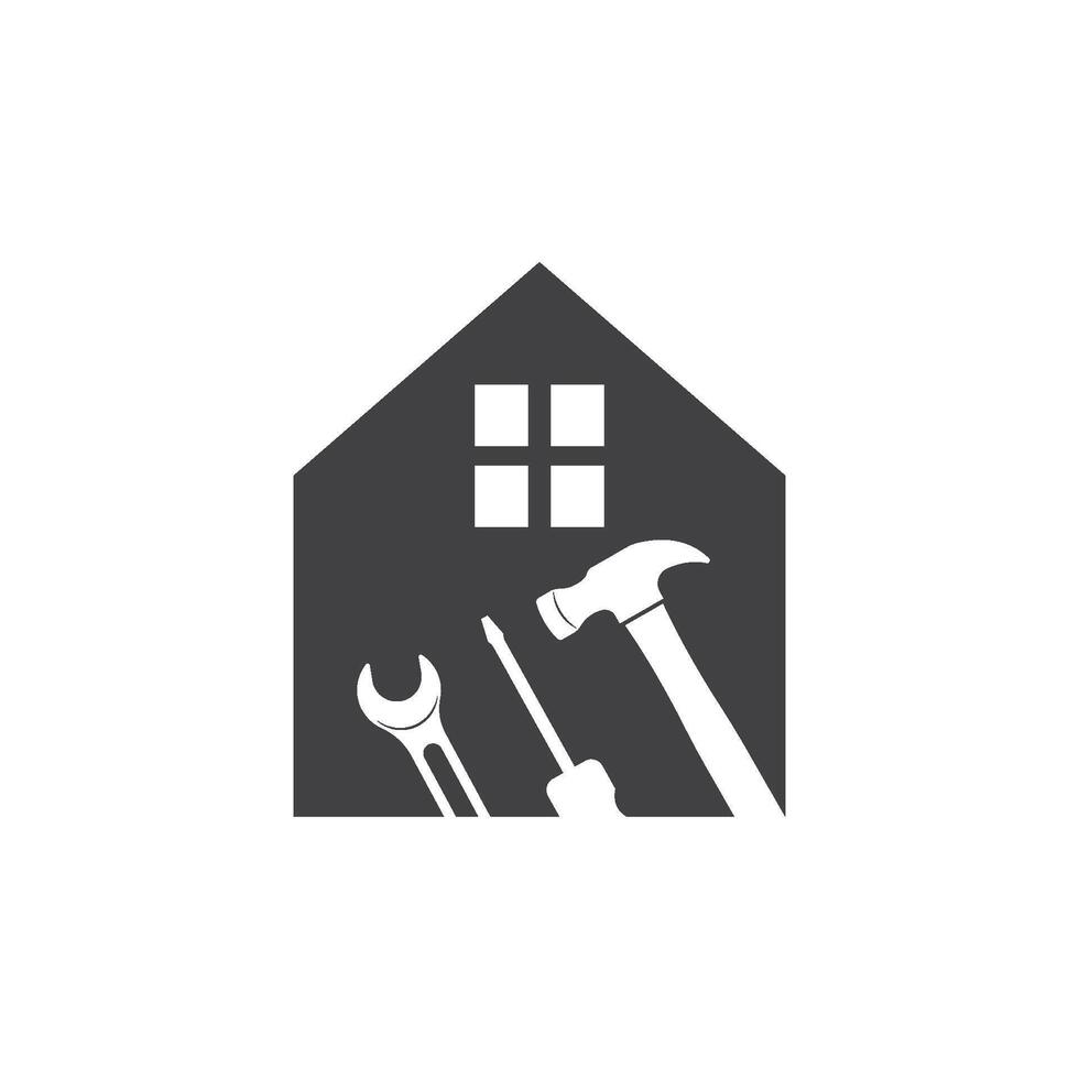wrench,crewdriver,hummer with building house concept illustration vector
