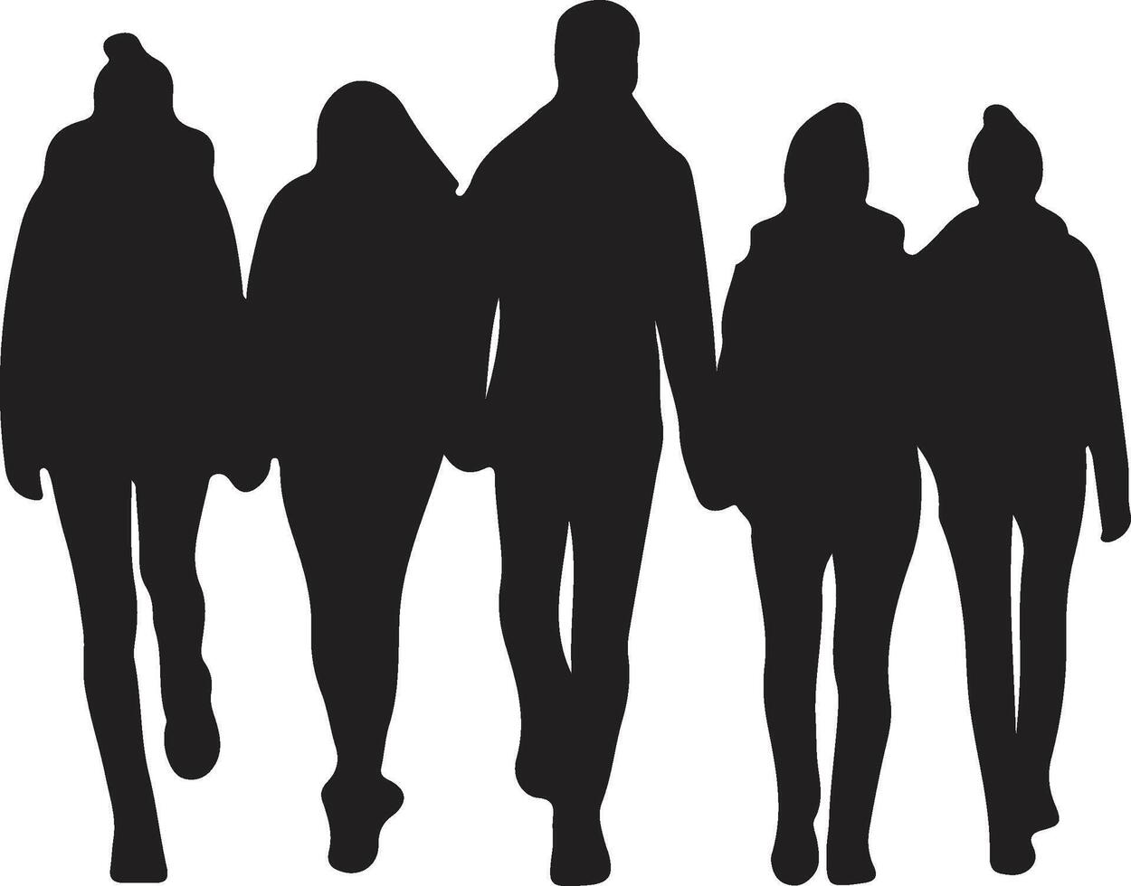 a group of people walking silhouette illustration vector