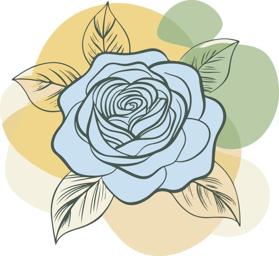 rose art illustration with color blobs style vector