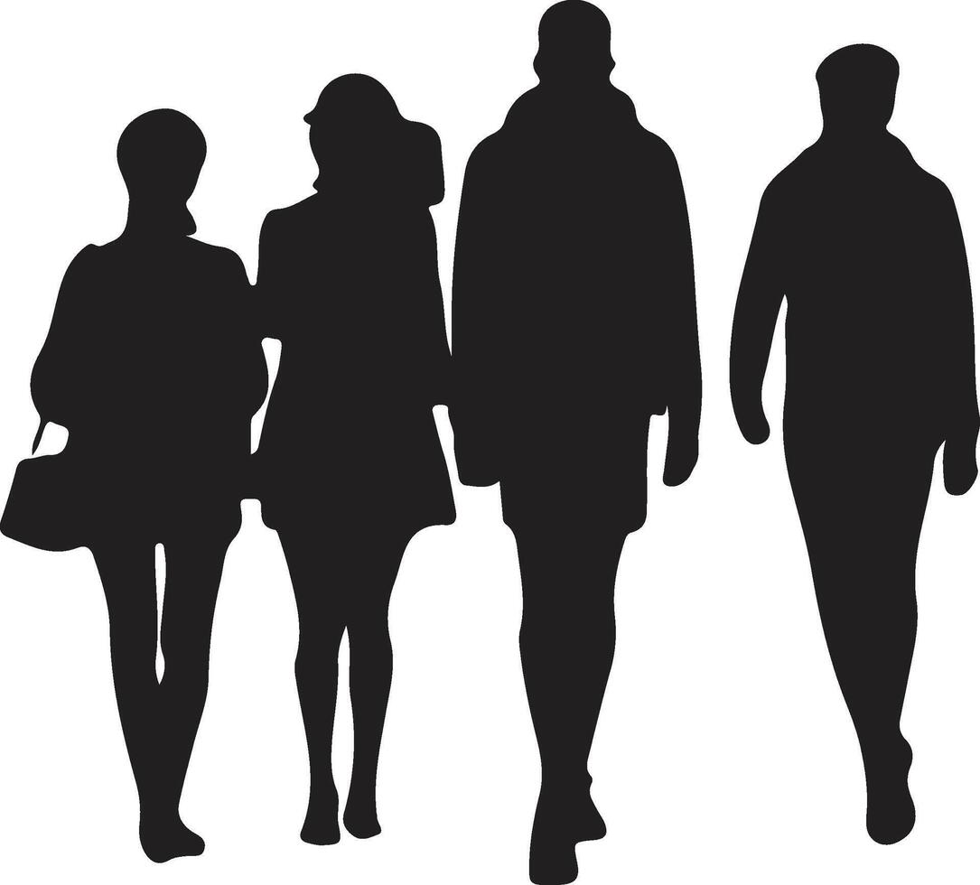 group of people walking silhouette illustration vector