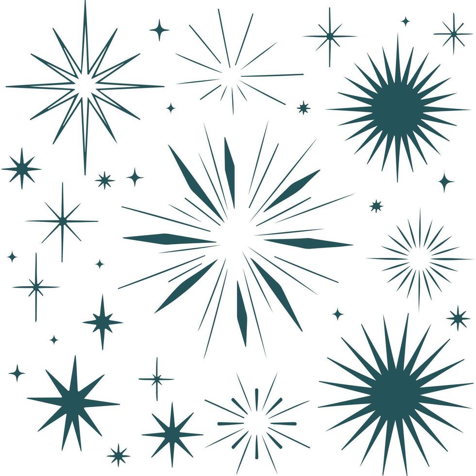 Set of blinking stars, sparks and sparkles. vector