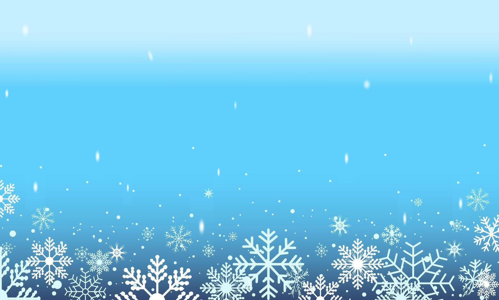 Christmas snowflakes on blue background for winter season. Seamless snow flake border illustration. Winter snowflake vector