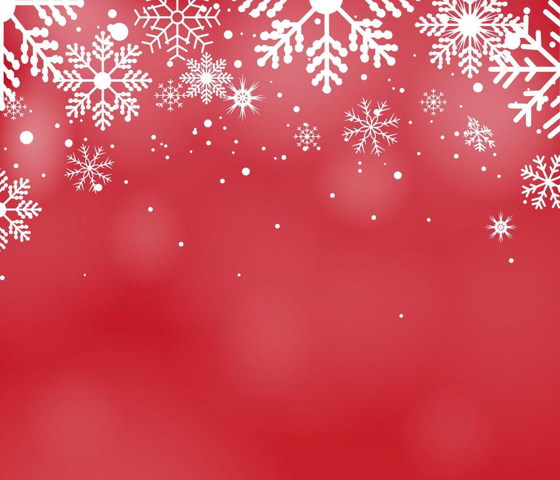 Christmas background with snowflakes. Abstract light white snow with white dots watercolor and Winter snowflake on red background vector