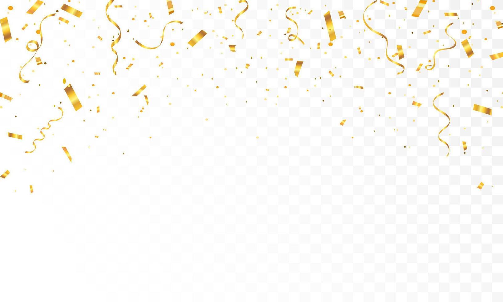 Gold confetti celebration party background design, Falling shiny golden confetti isolated on transparent background. Can be used for celebration, Christmas, New Year, Carnival festivity, confetti, vector