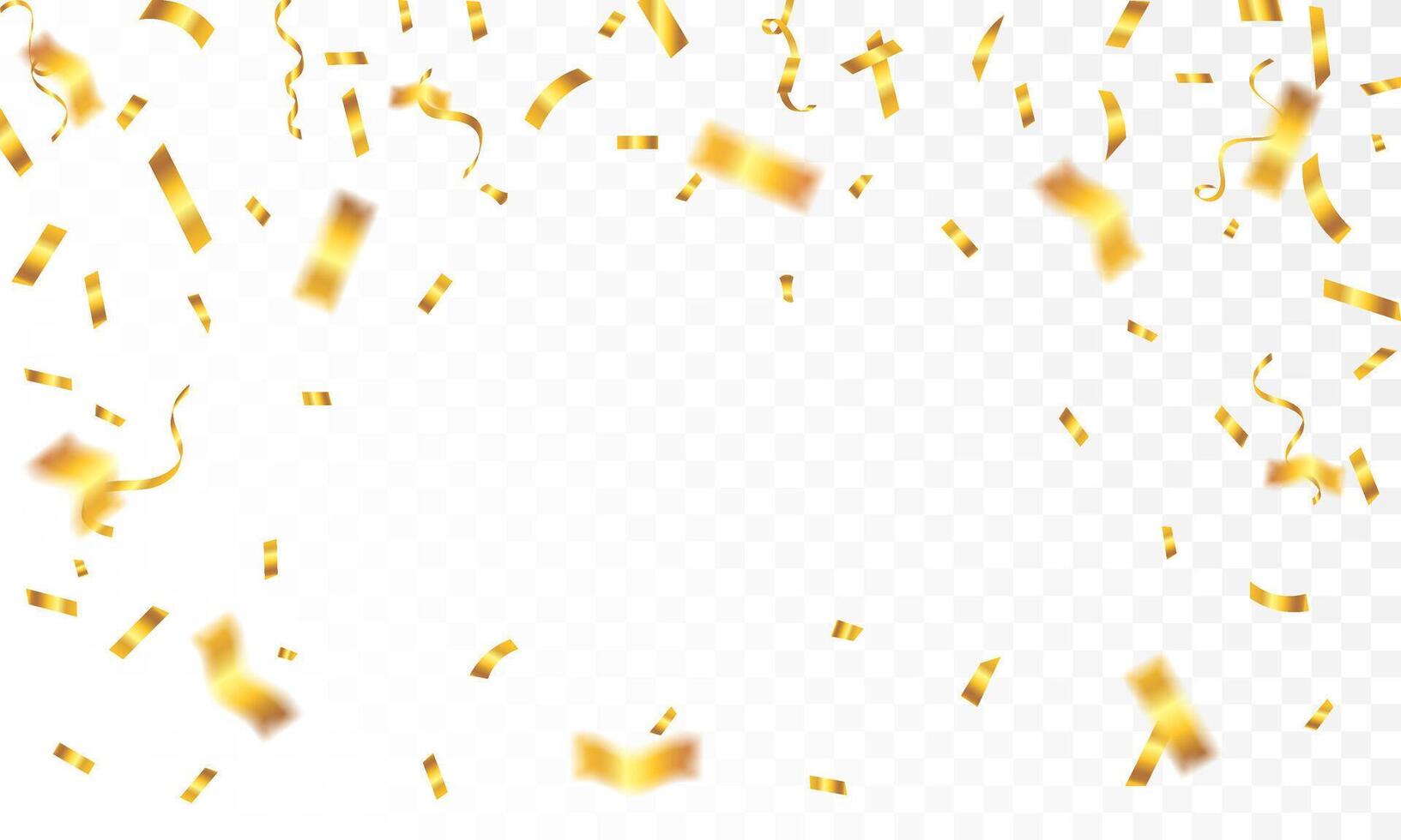 Abstract celebration party background design with confetti and gold ribbons, Gold confetti isolated for Anniversary, Birthday party, Christmas, Carnival festivity, Holiday party banner background, vector