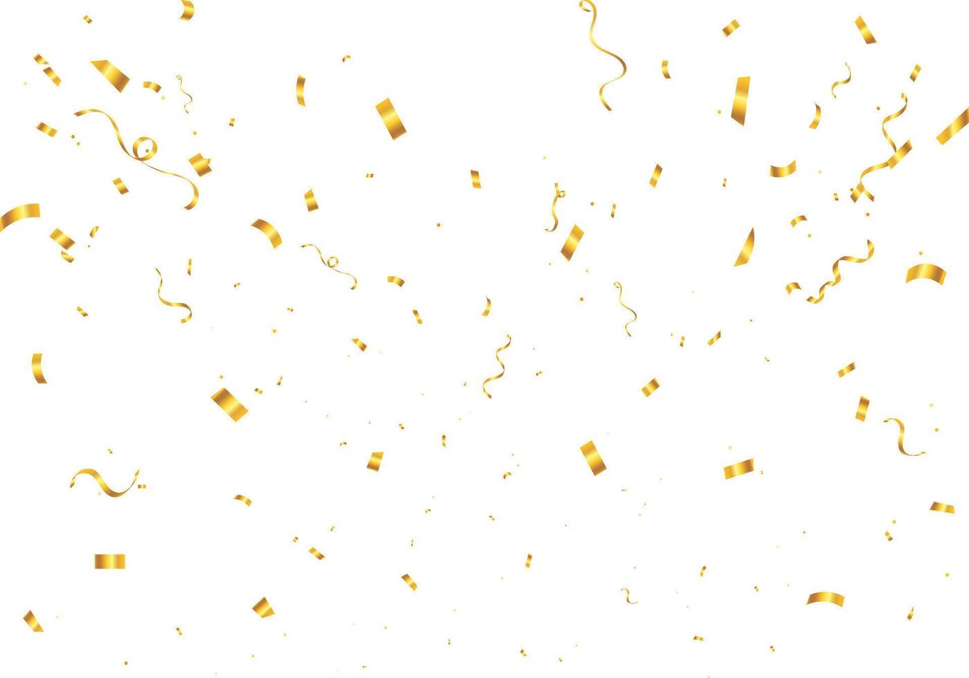 Gold confetti. Confetti celebration party background design, Falling shiny golden confetti isolated on transparent background, Celebration carnival ribbons, confetti, vector