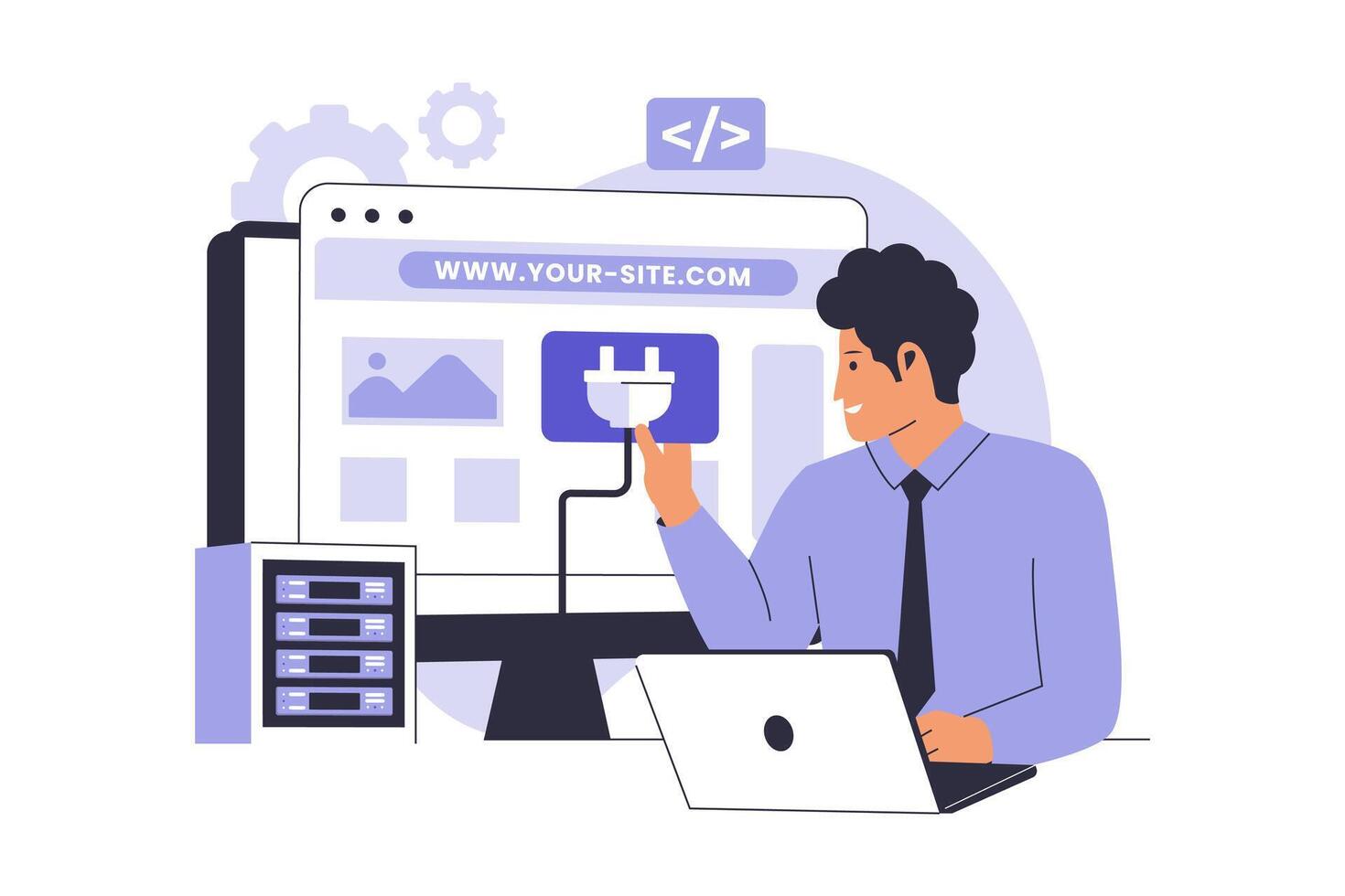 Flat design of Website plugin concept illustration vector
