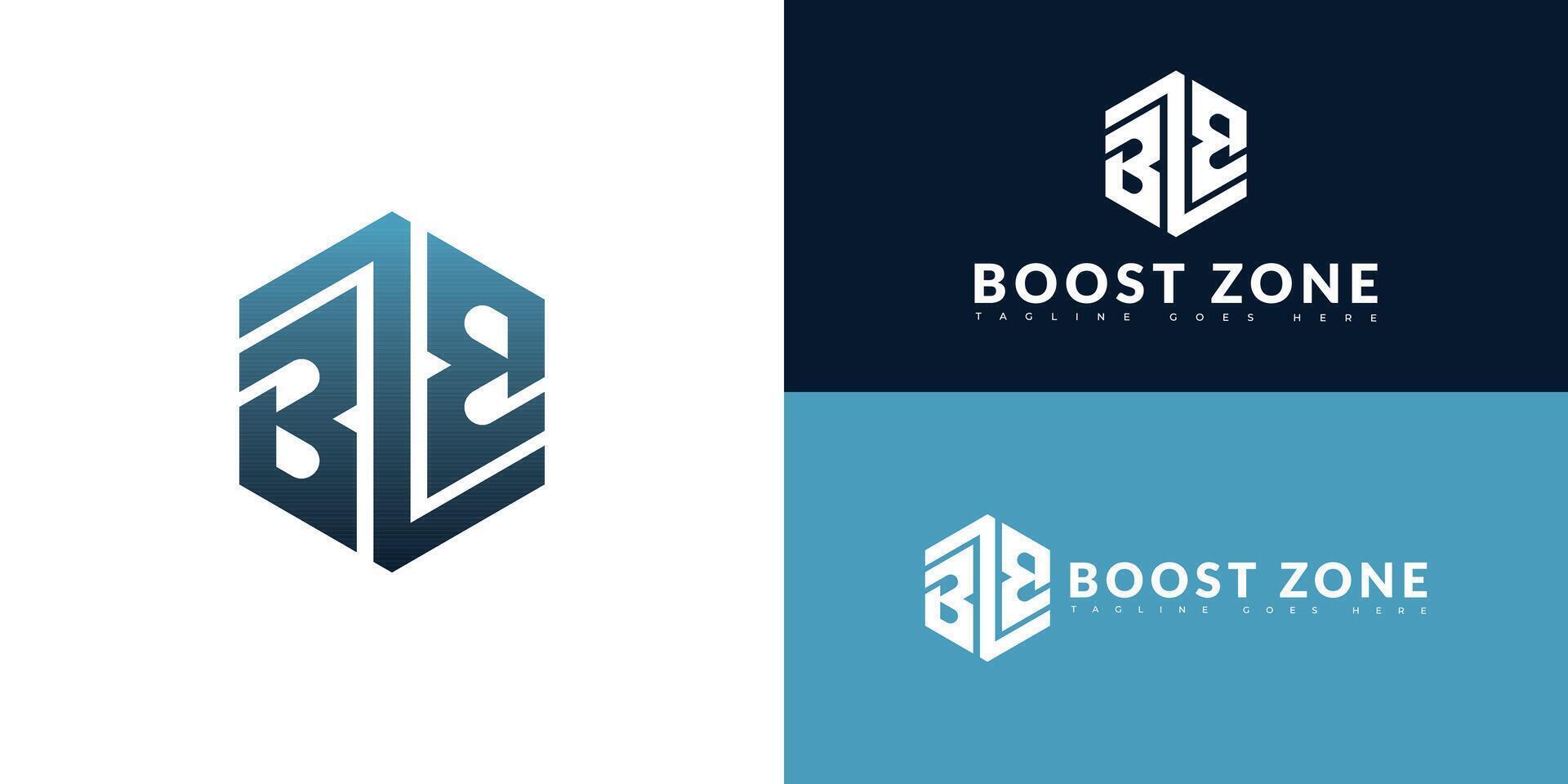 Modern hexagon initial letter BZ or ZB logo in blue color isolated on multiple background colors. The logo is suitable for health event organization logo design inspiration templates. vector