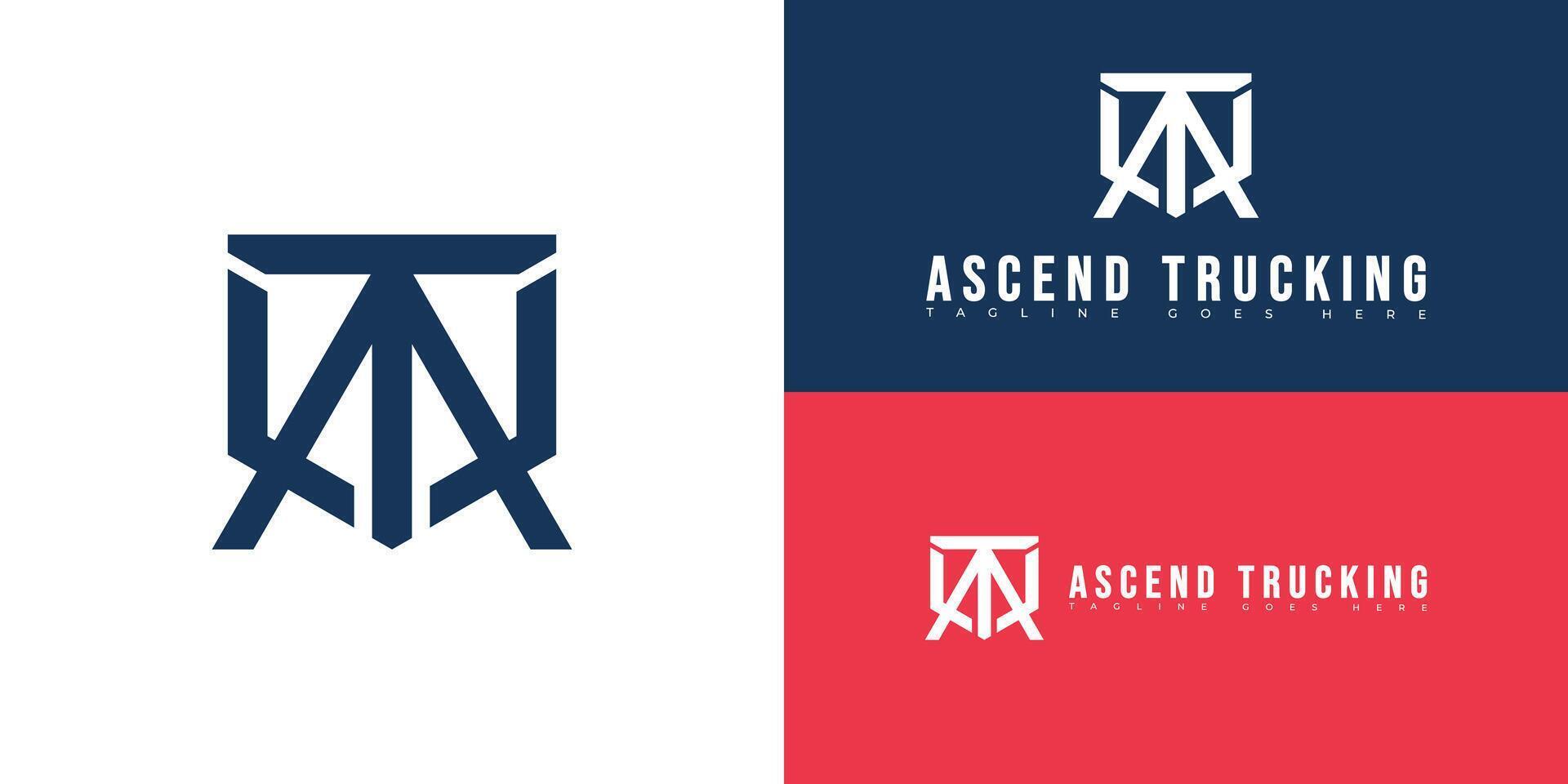 Modern shield initial letter AT or TA logo in blue color isolated on multiple background colors. The logo is suitable for truck company logo design inspiration templates. vector