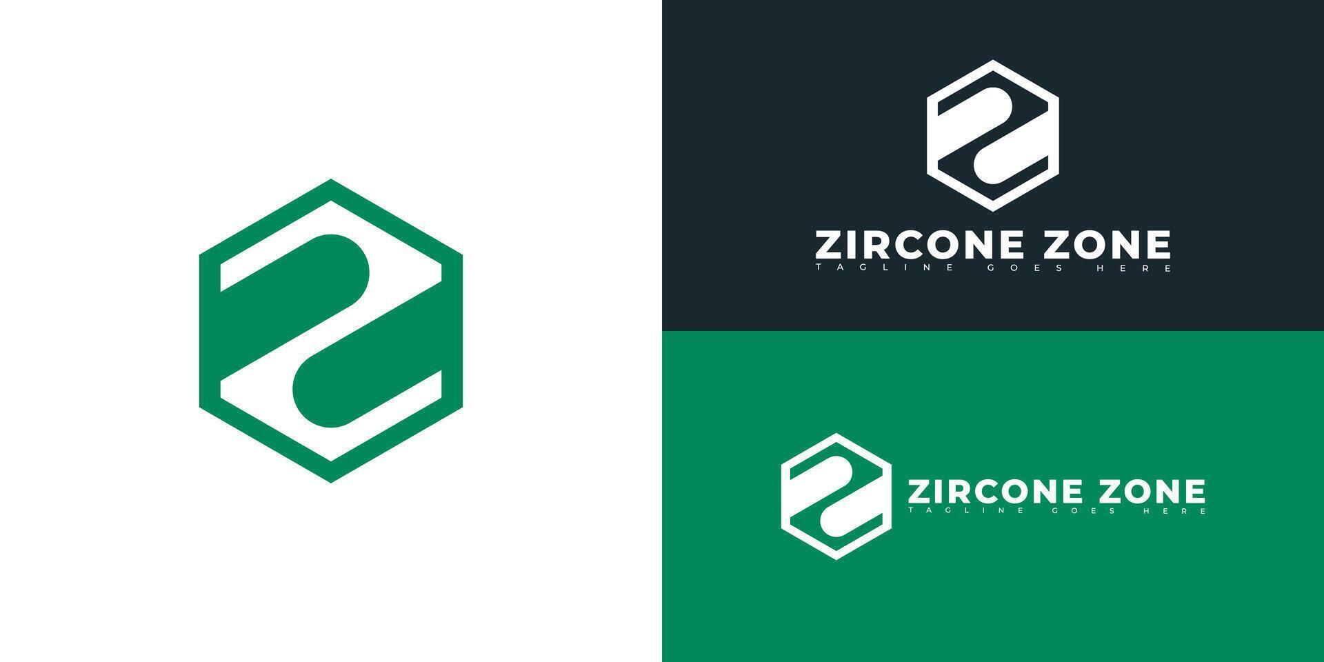 Modern hexagon initial letter Z or ZZ logo in green color isolated on multiple background colors. The logo is suitable for real estate start-up logo design inspiration templates. vector