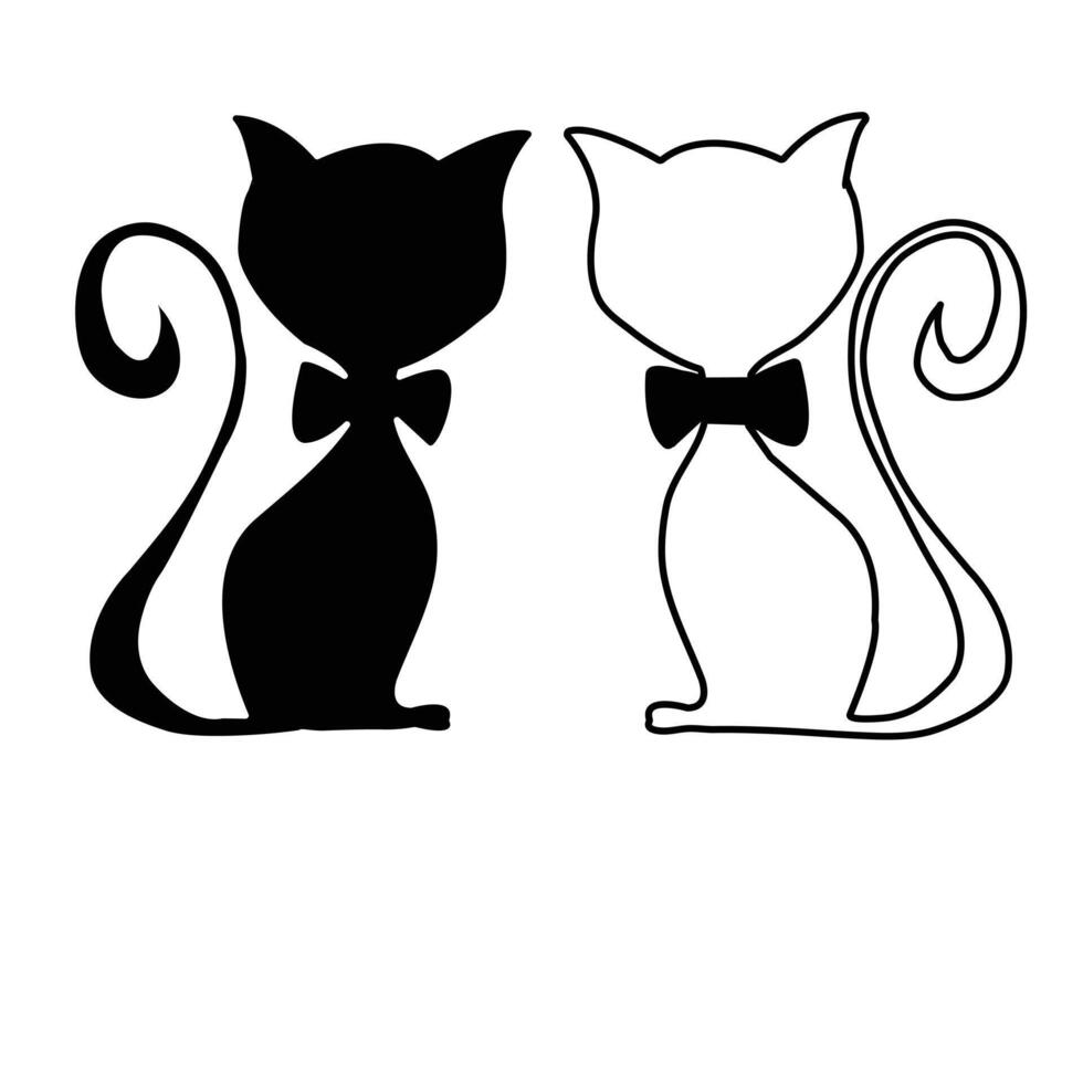 silhouettes of cats in love vector