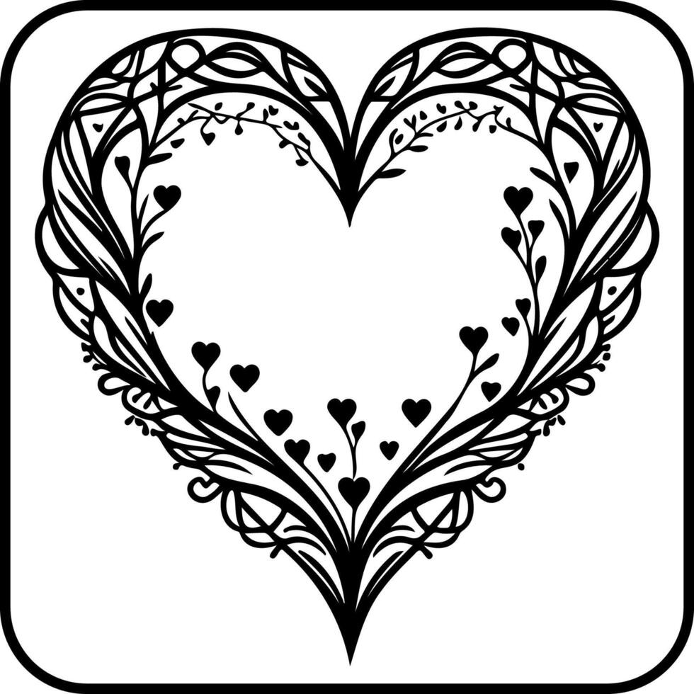 Love heart ornament flower valentine illustration icon border vector