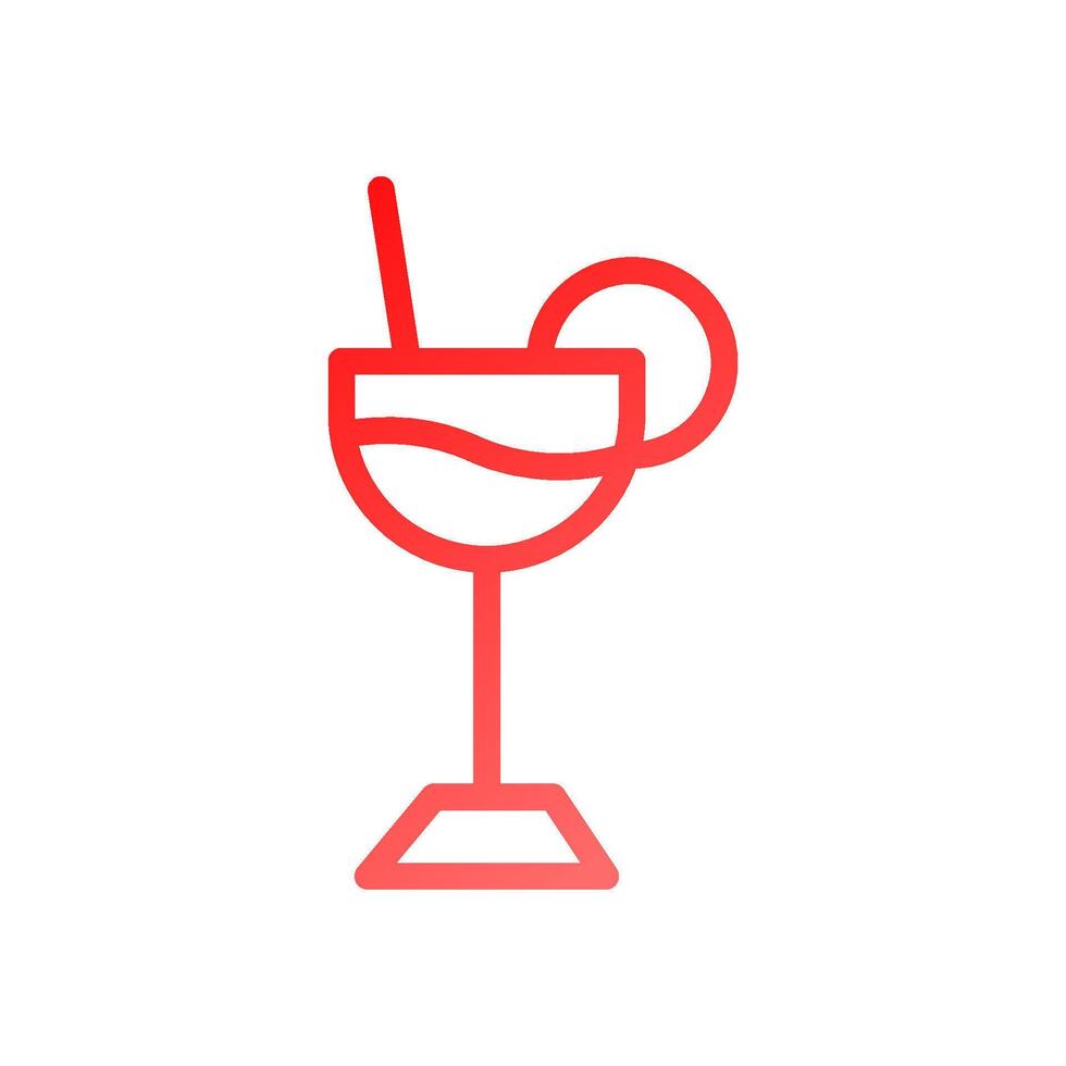 Drink icon gradient red summer beach symbol illustration. vector