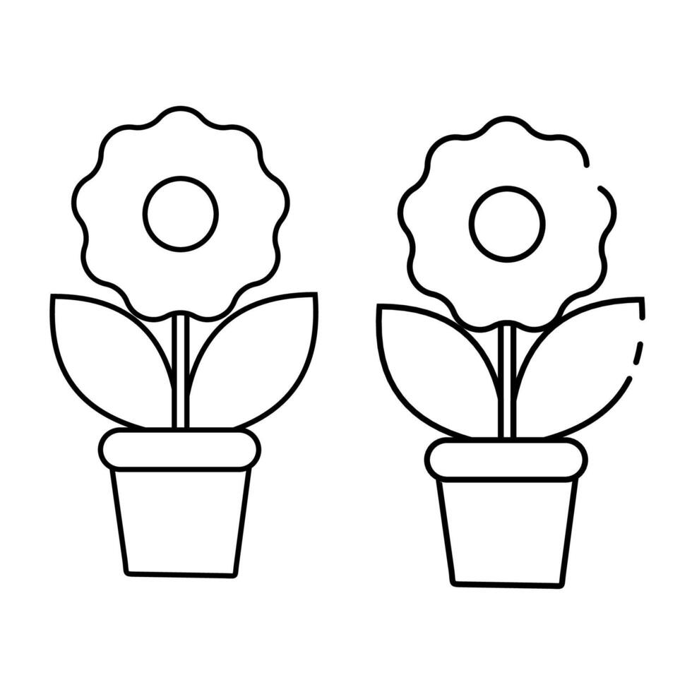 flower icon line style black color vector