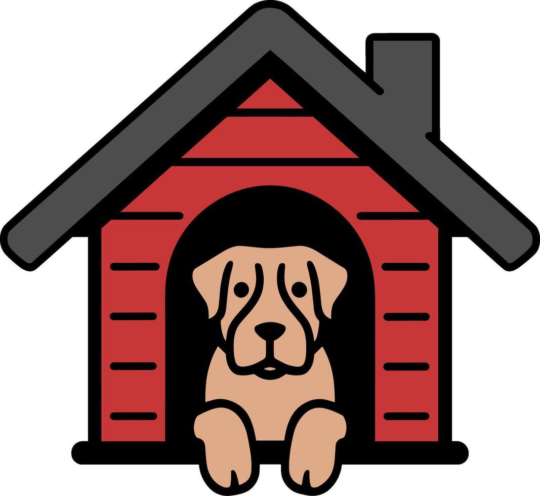 A dog in a doghouse vector