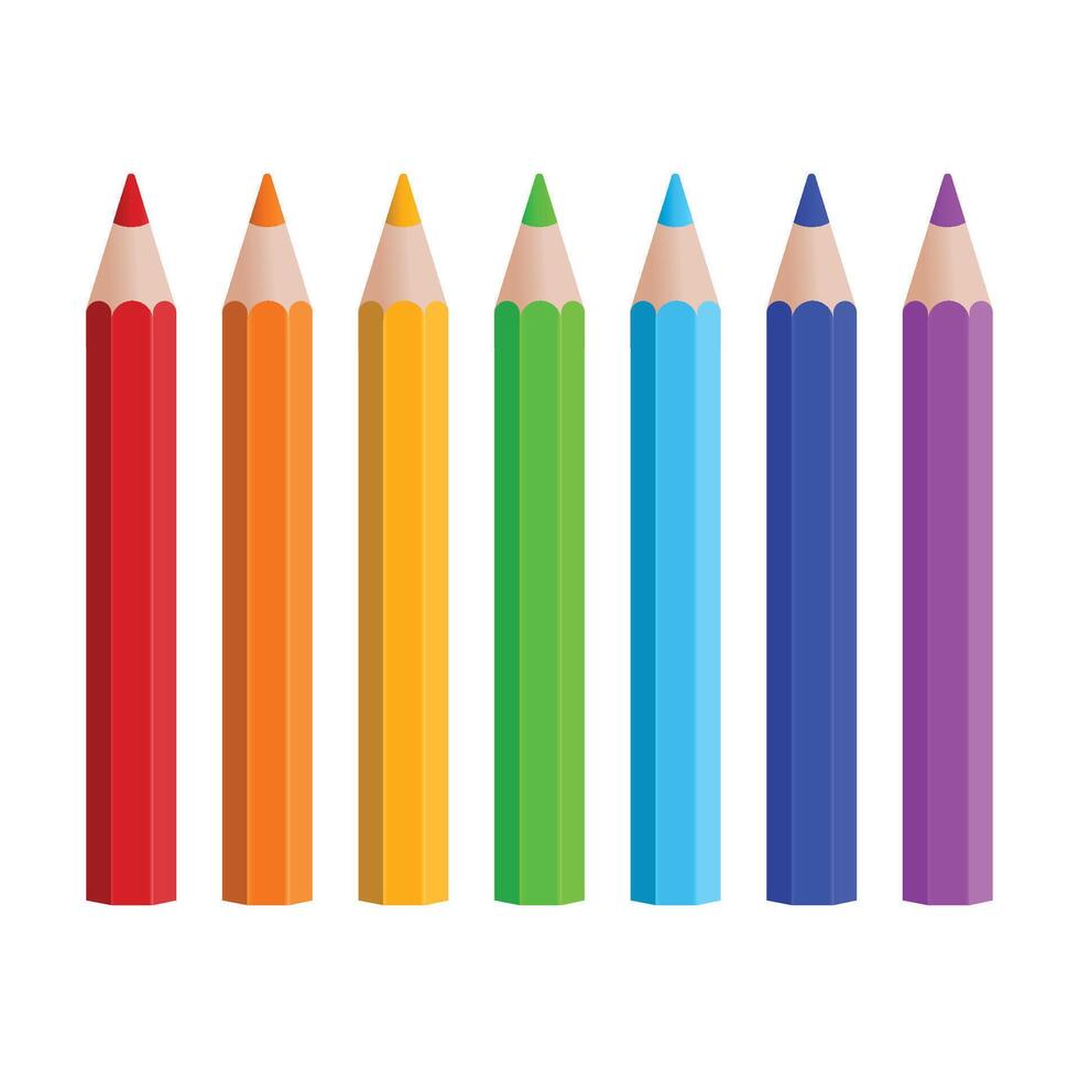 A set of colored pencils. Pencil set in rainbow colors. vector