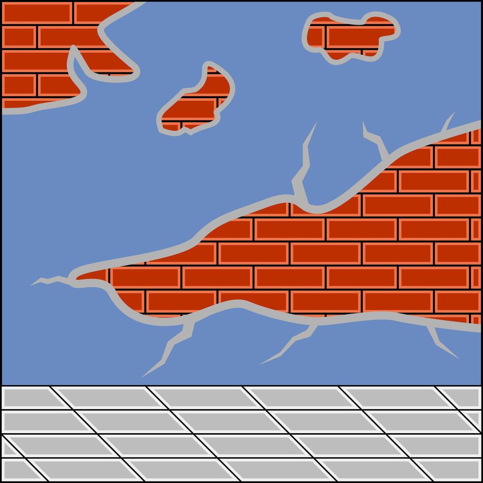 a brick wall with a hole in it vector