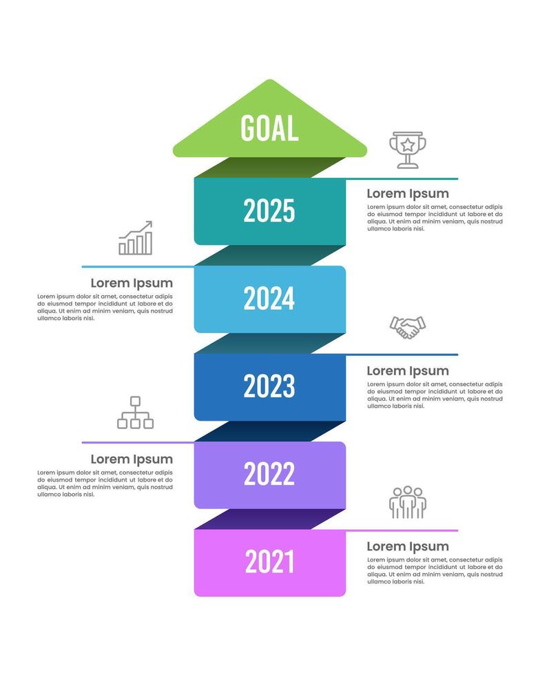 Infographic arrow pointing up contains 5 steps to the goal. Business presentation, Banner, Poster, Plan and Strategy. vector