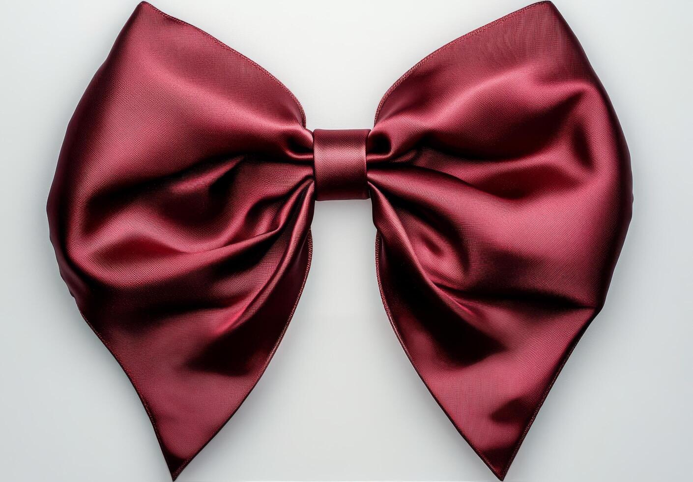 Elegant burgundy satin bow for gift wrapping or decorations on a neutral background photo