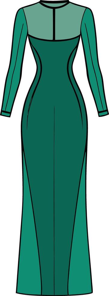 a green dress with sleeves vector
