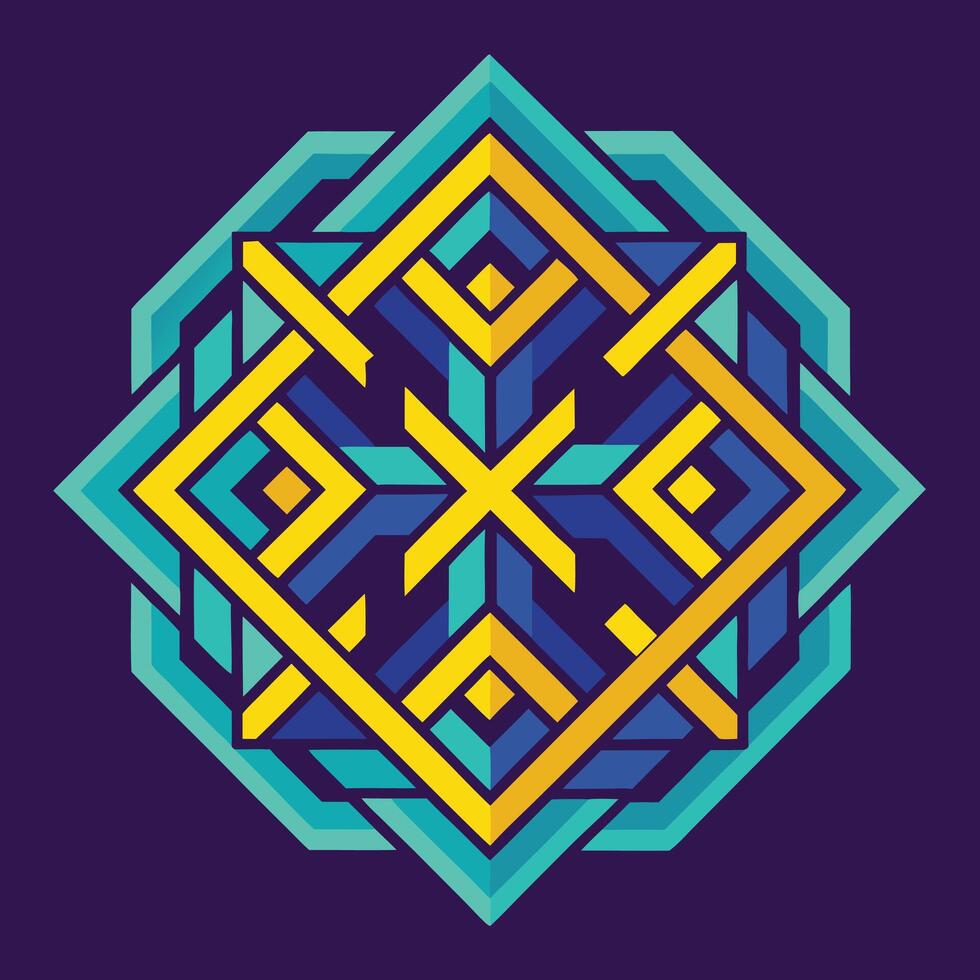 a geometric design with blue and yellow colors vector