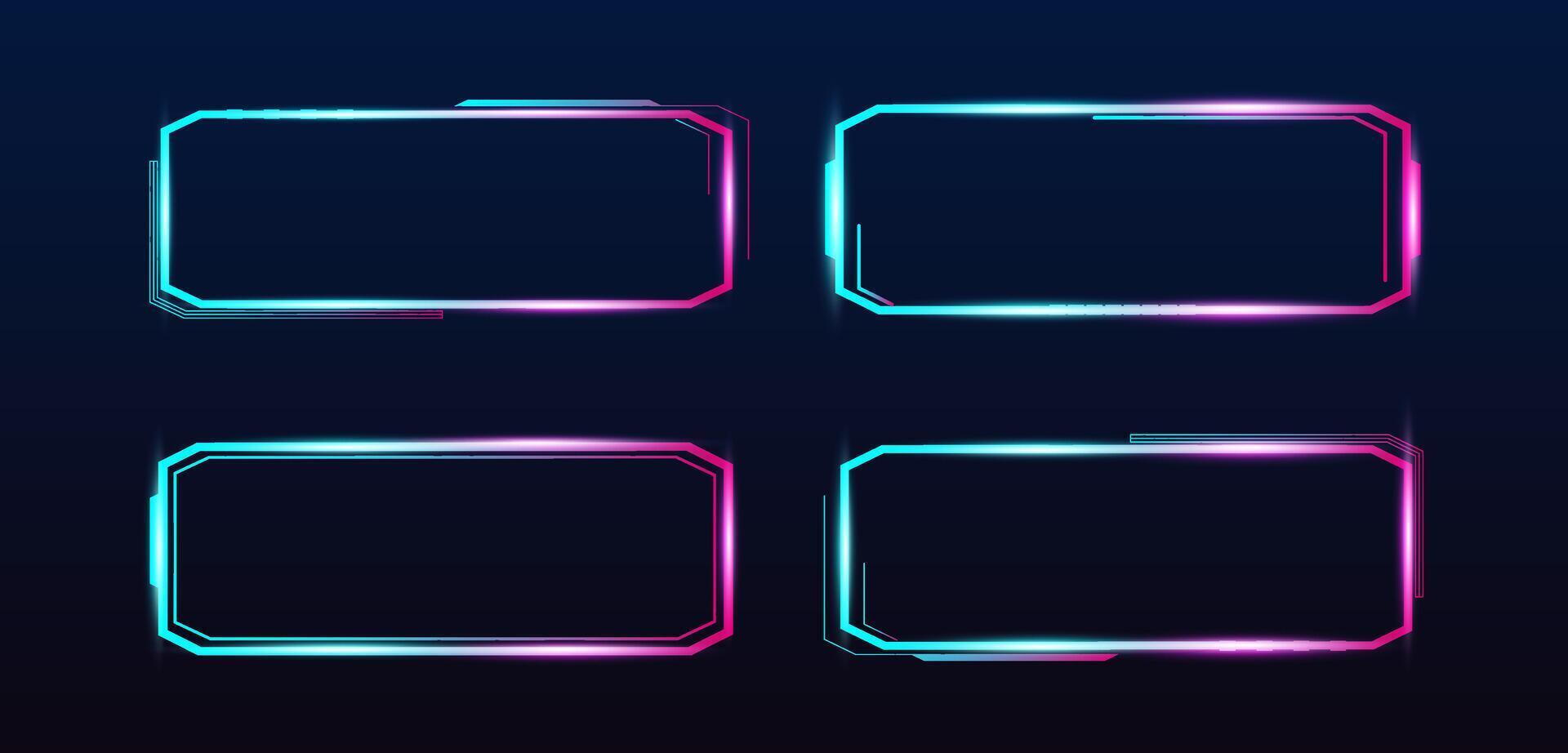 Futuristic technology box or HUD UI glowing light editable vector