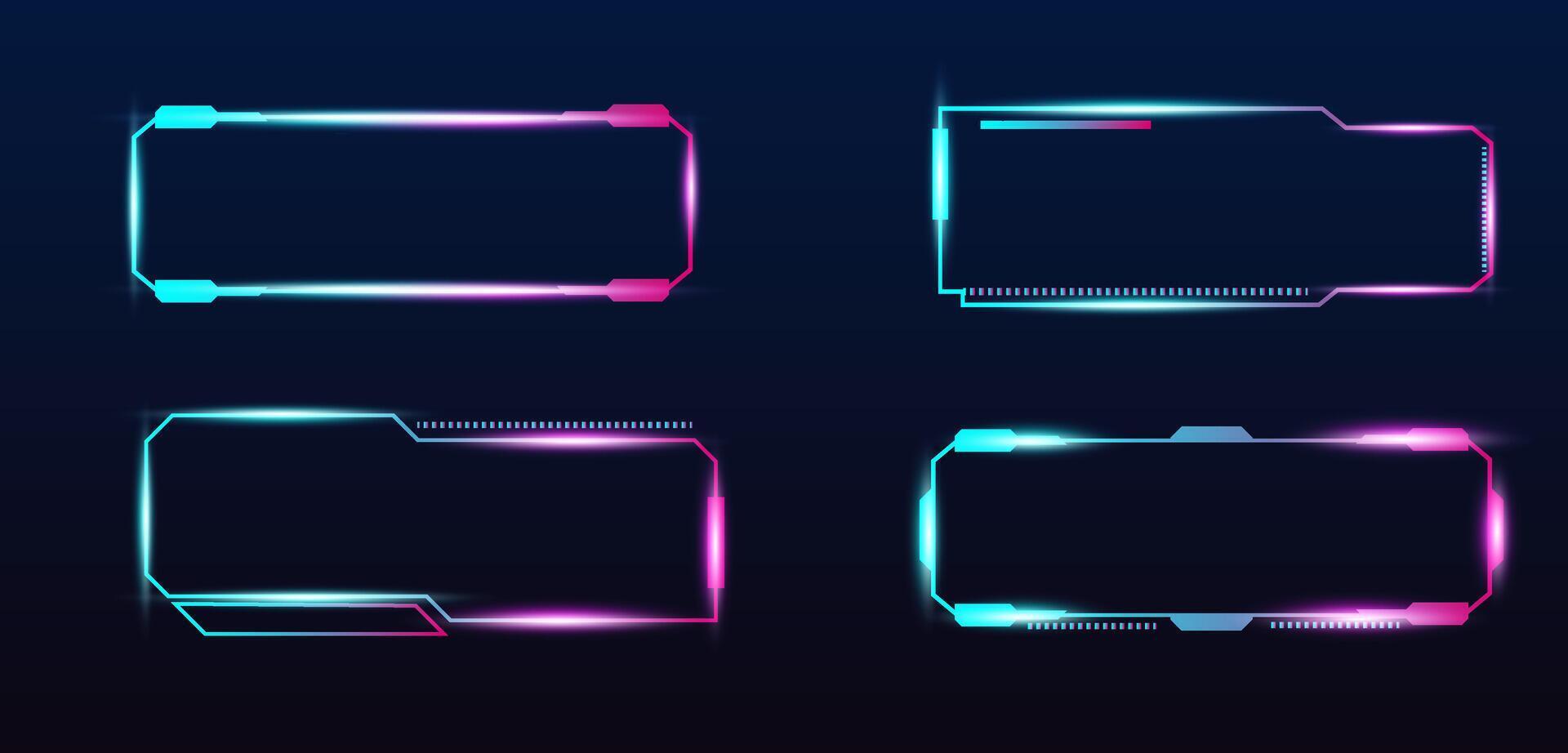 Modern technology box or HUD UI glowing light editable vector
