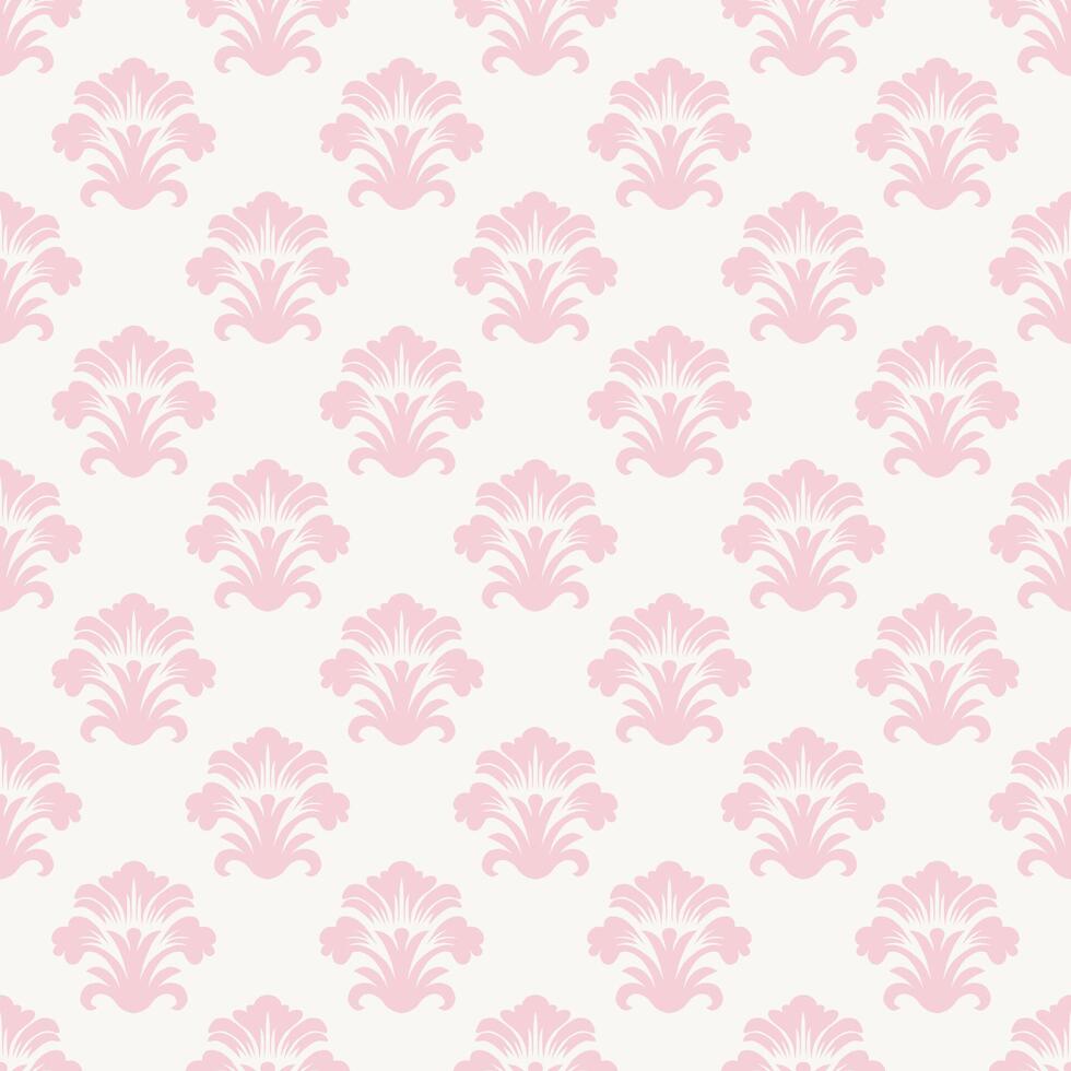 Seamless light pink damask pattern on a light beige background. Perfect for classic wallpapers, fabric patterns, home decor, upholstery and vintage fabric prints. vector