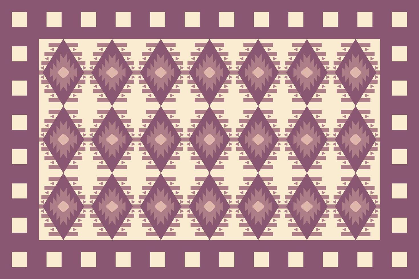 Geometric Rug Pattern in Earthy Purple Tones, Featuring Diamond Shapes and Tribal-Inspired Design for Textile, Home Decor, and Carpets. Perfect for Bohemian Interiors and Ethnic-Inspired Designs vector