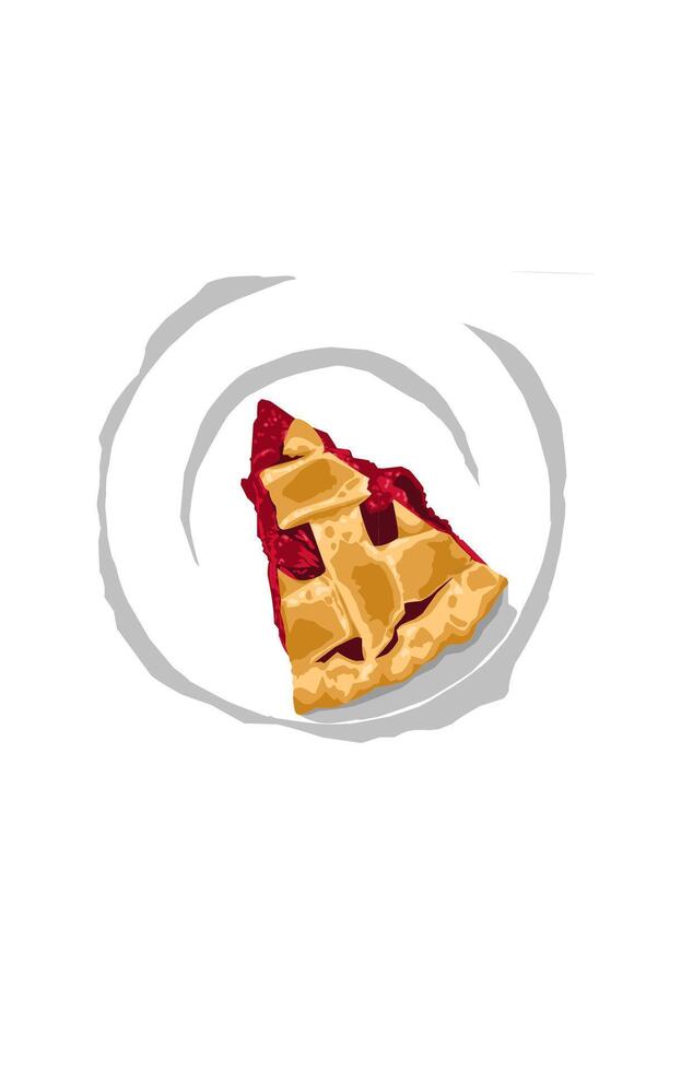 apple pie cake object on a white round plate when autumn vector
