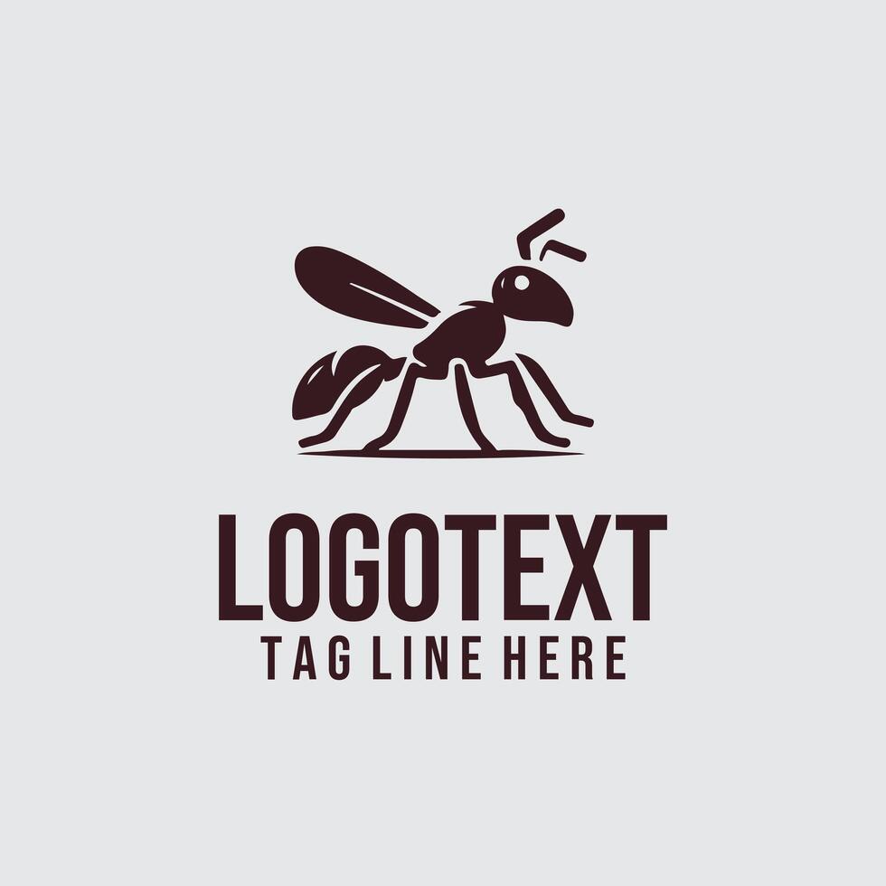 Ant logo design with a black and white background vector
