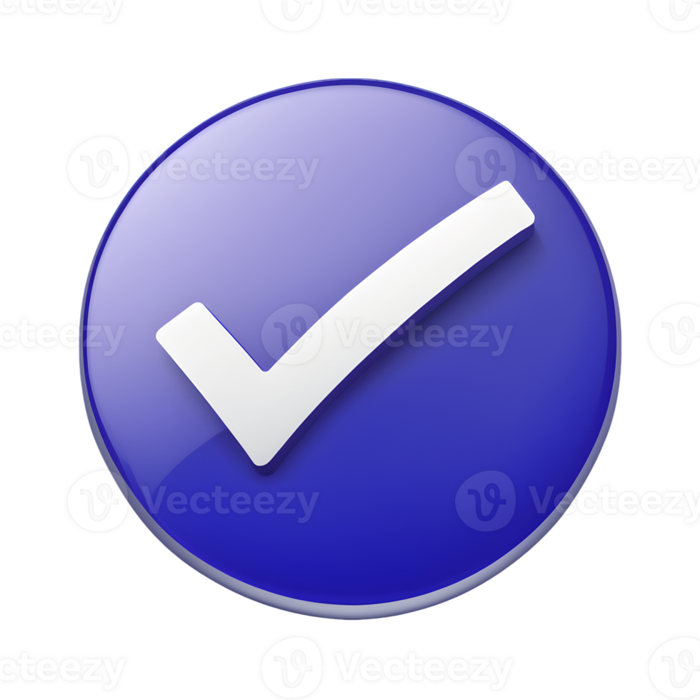 3D Check Mark Icon Isolated on Transparent Background png