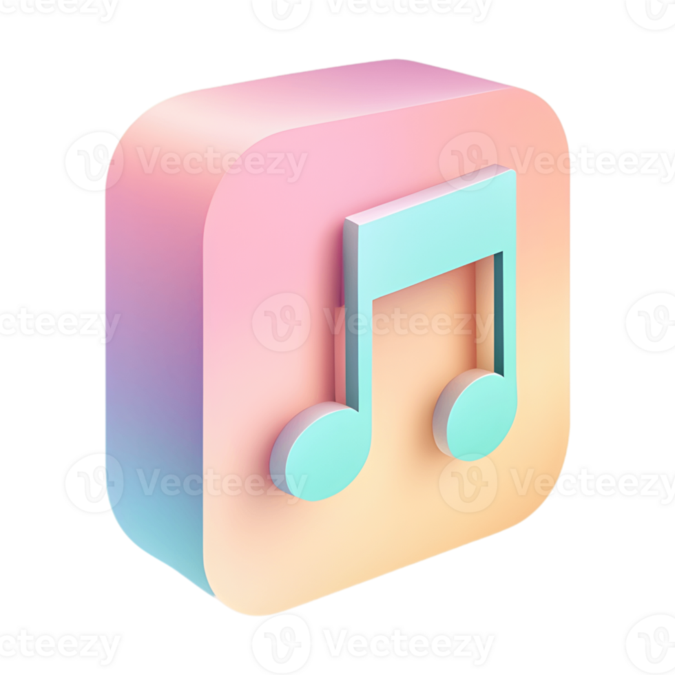 3D Music Icon in Pastel Colors Isolated on Transparent Background png