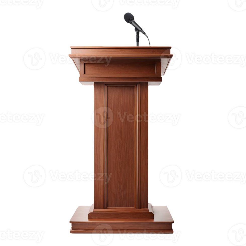 Wooden Podium with Microphone Isolated on Transparent Background png