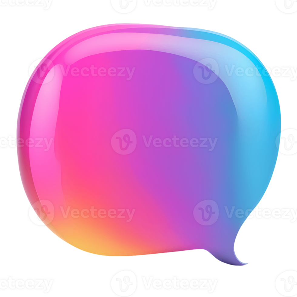 3D Color Speech Bubble Isolated on Transparent Background png