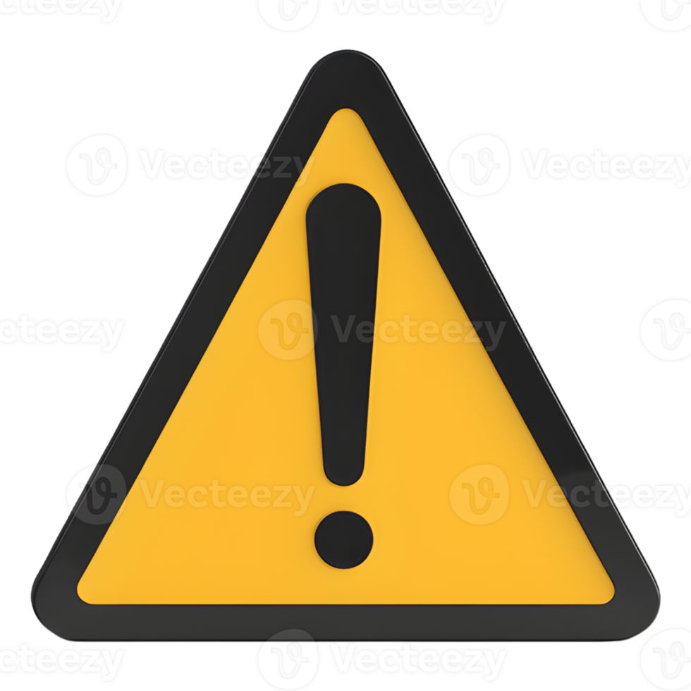 3D Warning or Caution Sign Isolated on Transparent Background png