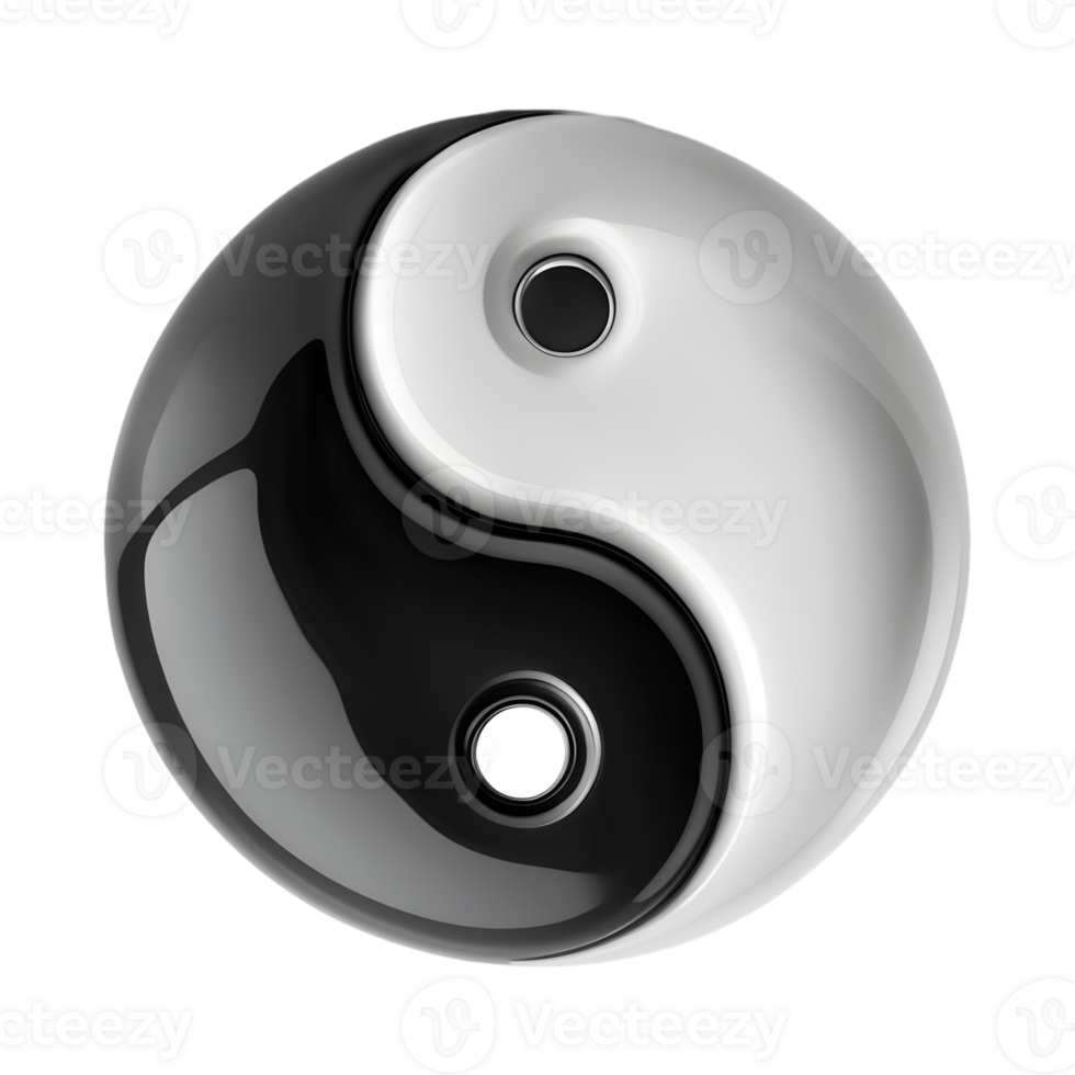 3D Illustration of Yin-Yang Symbol Isolated on Transparent Background png