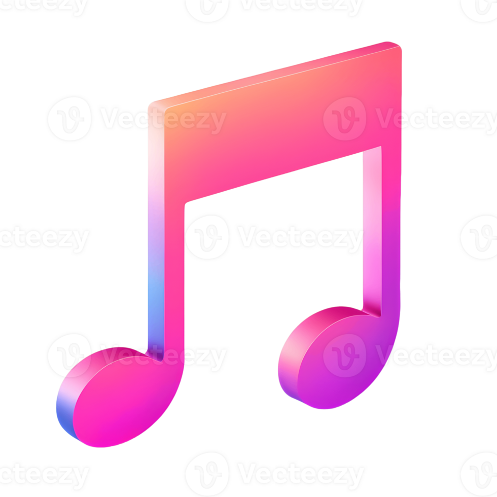 3D Musical Note Icon Isolated on Transparent Background png
