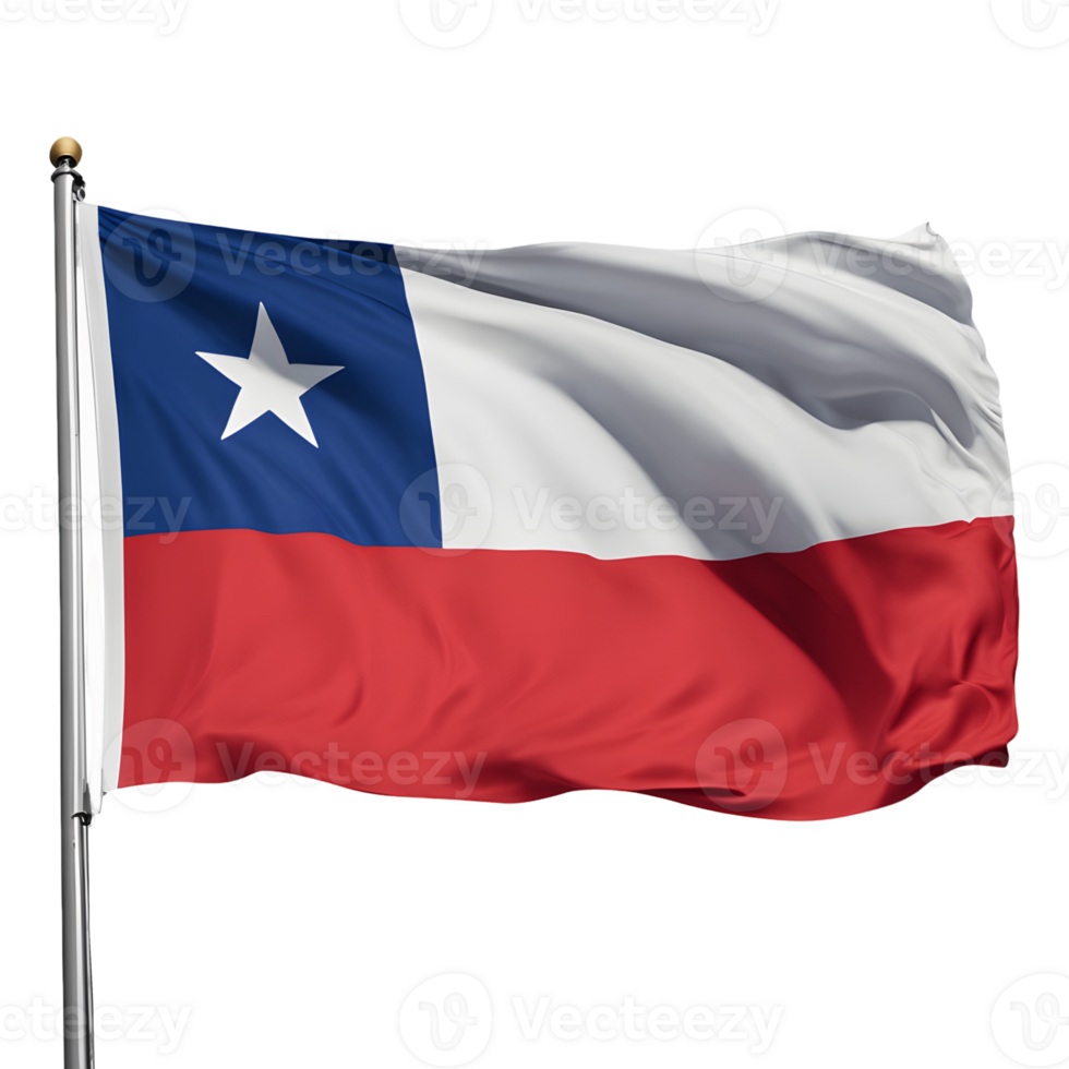Chile Flag Isolated on Transparent Background png