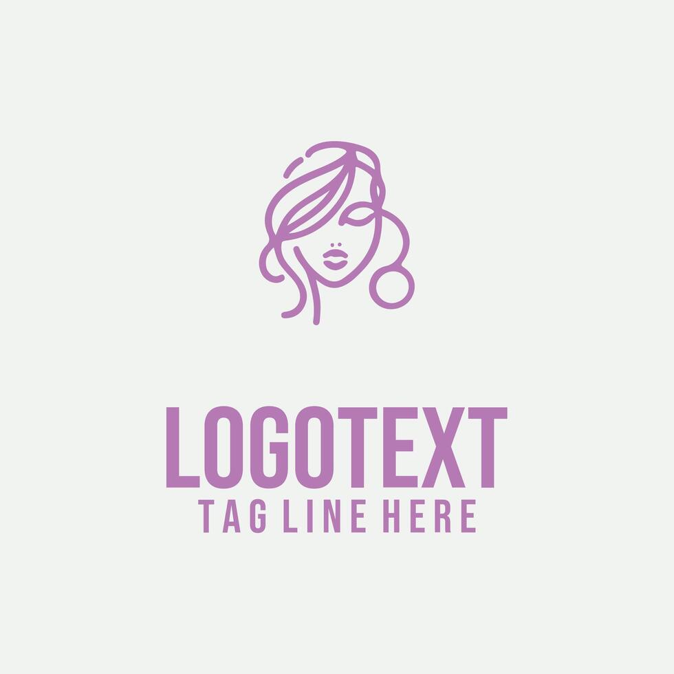 Linear Lady Face Logo Illustrations vector