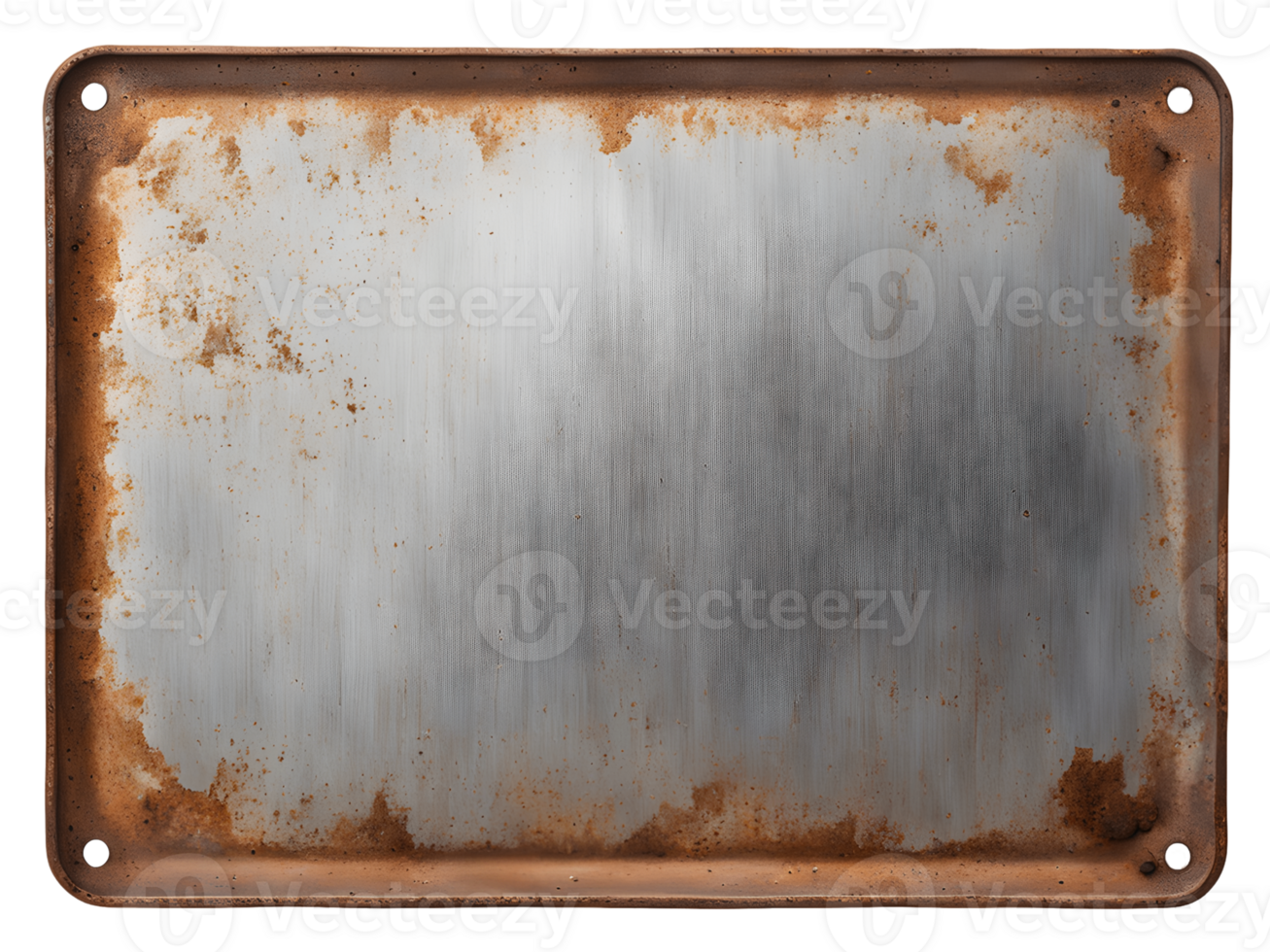 Rusted Metal Plate with Weathered Surface Isolated on Transparent Background png